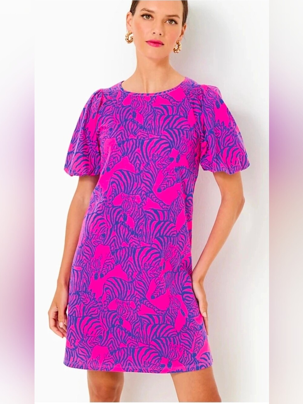 Lilly Pulitzer Rosen Dress Passion Fruit Wild Nights Short Bubble Sleeves Sz XL